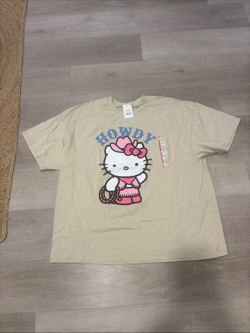 Sanrio Hello Kitty Howdy Graphic Tee - Cream with Pink and Blue